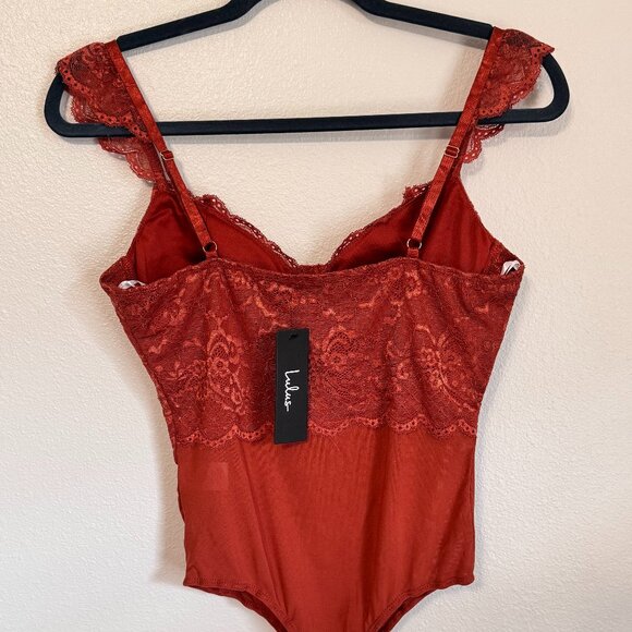 Lulus- Burnt Orange Bodysuit size Medium - Picture 5 of 6